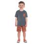 Imagem de Conjunto Infantil Kyly Camiseta Algodão Bermuda Moletom Flamê cor Chumbo/Laranja