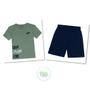 Imagem de Conjunto Infantil Kyly Camiseta Algodão Bermuda Moletom sem Felpa Verde/Marinho