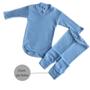 Imagem de Conjunto Infantil Lion Segunda Pele Body E Calça Azul TAM RN