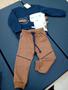 Imagem de conjunto infantil masculino tamanho 1 100% algodão com estampa de dinossauro e calça com cordão