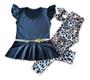 Imagem de Conjunto Infantil Menina Blogueirinha PRETO ONÇA Mini Diva Luxo Tecido Cirrê