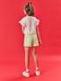 Imagem de Conjunto Infantil Menina Blusa Cropped E Shorts-Saia Strawberry Off White E Rosa Cinti