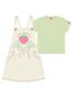 Imagem de Conjunto Infantil Menina Blusa E Salopete Strawberry Verde E Off White Cinti