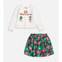 Imagem de Conjunto Infantil Menina Blusa/Short-Saia Flores Verde Momi