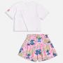 Imagem de Conjunto Infantil Menina Blusa/Short Saia Rosa Stitch Momi