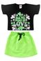 Imagem de Conjunto Infantil Menina Cropped Love Preto