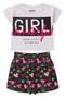 Imagem de Conjunto Infantil Menina Girl Branco e Rosa Shorts Saia