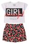 Imagem de Conjunto Infantil Menina Girl Branco e Vermelho Shorts Saia