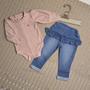 Imagem de Conjunto Infantil Menina Jeans Body Flowers