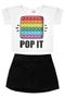 Imagem de Conjunto Infantil Menina Popit Off-White Com Shorts Saia preto