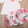 Imagem de Conjunto Infantil Menina Saia Florida E Blusa Renda Com Rosa