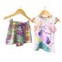 Imagem de Conjunto Infantil Menina Stitch Moana Estampado- Short Saia com Cropped ou Short e Blusinha- Natal- Lalu