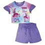 Imagem de Conjunto Infantil Menina Verão Blusa Cropped em Meia Malha e Shorts em Sarja Stretch  Trolls 4 a 10 - Kukiê