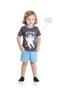 Imagem de Conjunto Infantil Menino Brilha Escuro Camiseta Chumbo e Bermuda Azul - Jidi Kids