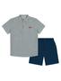 Imagem de Conjunto Infantil Menino Camisa Listrada E Bermuda Azul Divertto