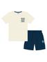 Imagem de Conjunto Infantil Menino Camiseta E Bermuda Com Estampa Costas Play It Now Natural E Azul Divertto