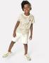 Imagem de Conjunto Infantil Menino Camiseta em Algodão Folhagens  Bermuda em Linho Verão Estiloso Carinhoso