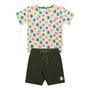 Imagem de Conjunto Infantil Menino, Camiseta Em Cotton Off Com Estampa De Macacos E Bermuda Moletinho Verde Militar