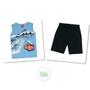 Imagem de Conjunto Infantil Menino Kyly Regata Algodão Estampa Surfista Bermuda Moletom s/ Felpa Azul/Preto