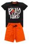 Imagem de Conjunto Infantil Menino Play Hard  Preto e Laranja