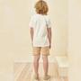 Imagem de Conjunto Infantil Menino Verão Camiseta Meia Malha e Bermuda em Moletom Textura Listrado  Tropical - Luc.boo