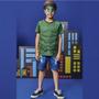 Imagem de Conjunto Infantil Menino Verão Fantasia de Herói Verde (camiseta Bermuda e Máscara)  - Luc.boo