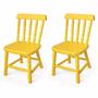 Imagem de Conjunto Infantil Mesa 68x52cm com 2 Cadeiras Madeira Maciça Ecomóveis Branco/Amarelo