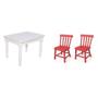 Imagem de Conjunto Infantil Mesa 68x52cm com 2 Cadeiras Madeira Maciça Ecomóveis Branco/Vermelho