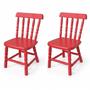 Imagem de Conjunto Infantil Mesa 68x52cm com 2 Cadeiras Madeira Maciça Ecomóveis Branco/Vermelho