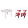 Imagem de Conjunto Infantil Mesa 68x52cm com 2 Cadeiras Madeira Maciça Ecomóveis Branco/Vermelho