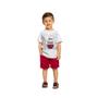 Imagem de Conjunto Infantil Milon Camiseta algodão Bermuda Moletom Leve Mescla White/Vermelho