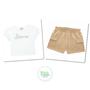 Imagem de Conjunto Infantil Milon Cropped Cotton Short Moletinho Sarjado Branco/Amêndoa