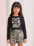 Imagem de Conjunto Infantil Momi Inverno Shorts e Blusa Preta Tigre