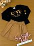 Imagem de Conjunto Infantil Momi Inverno Shorts Saia e Blusa Preta Love