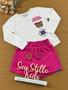 Imagem de Conjunto Infantil Momi Inverno Shorts Saia Pink e Blusa Oncinha