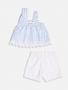 Imagem de Conjunto Infantil Momi Verão Com Shorts e Blusa Azul Listrado Com Laço