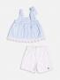 Imagem de Conjunto Infantil Momi Verão Com Shorts e Blusa Azul Listrado Com Laço