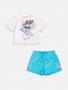 Imagem de Conjunto Infantil Momi Verão Shorts Azul e Blusa Stitch Disney