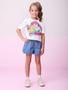 Imagem de Conjunto Infantil Momi Verão Shorts Jeans e Blusa Pequena Sereia Disney