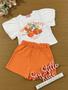 Imagem de Conjunto Infantil Momi Verão Shorts Laranja e Blusa Cereja Doce