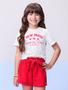 Imagem de Conjunto Infantil Momi Verão Shorts Vermelho e Blusa Summer