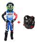 Imagem de Conjunto Infantil Motocross Azul/vermelho/branco + Colete