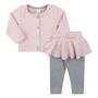 Imagem de Conjunto infantil princesa blusa rosa com bolinhas cinza e calça