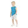 Imagem de Conjunto Infantil Regata Malha Flamê Bermuda Moletinho Azul/Mescla Claro
