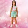 Imagem de Conjunto Infantil Top Cropped Regata Short Moletom Kukiê