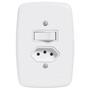 Imagem de Conjunto Interruptor Simples com Tomada 10A Pluzie Linha Ideale 3 Pinos Bivolt Elétrica de Parede Apagador de Luz