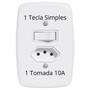 Imagem de Conjunto Interruptor Simples com Tomada 10A Pluzie Linha Ideale 3 Pinos Bivolt Elétrica de Parede Apagador de Luz