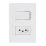 Imagem de Conjunto Interruptor Simples e Tomada 10A Branco 615074BC Pial Plus+