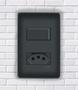 Imagem de Conjunto Interruptor Simples e Tomada 20A FAME Preto Fosco