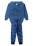 Imagem de Conjunto Inverno Menino Azul Blusão com Capuz e Calça em Moletom Dino Camuflado